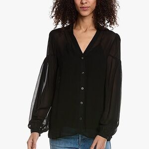 The Kooples Black Sheer V-Neck Blouse - NWOT!